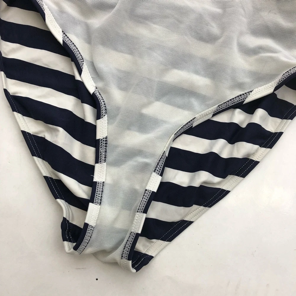 Niptuck Striped One Piece Swimsuit: Navy & White Nautical Beach Coastal